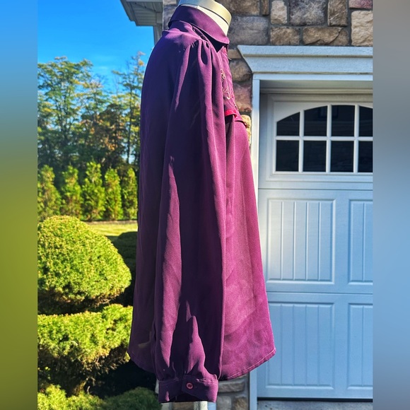 VINTAGE PURPLE PINK WESTERN COWGIRL BUTTON DOWN MEDIUM - Picture 3 of 4